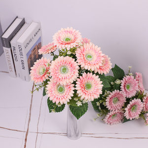 Grand bouquet de 9 chrysanthèmes artificiels faits main en soie, longue durée, pour les offrandes funéraires du Festival Qingming - Product Image 3