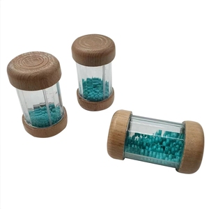 Bâton de pluie sonore artisanal en tube transparent avec embouts en bois massif et perles, pour la thérapie sonore, vente en gros - Product Image 2