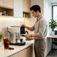 Cafetera Anbolife para Café Frío y Espresso con Vaporizador de Leche, Tanque de 1.2L para Latte y Cappuccino