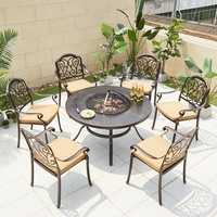 Meubles de patio modernes en fonte d'aluminium durable table et chaises de barbecue pour le salon de l'hôtel et l'école