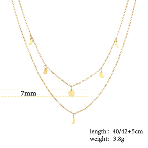 <span class=keywords><strong>Collana</strong></span> a Doppio Strato con Ciondolo <span class=keywords><strong>Luna</strong></span> in Acciaio Inossidabile Placcato Oro Lucidato, Catena a Maglie, Squisita per Donne - Product Image 3