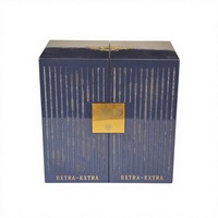Boîte à vin en bois brillant avec insert en daim, logo personnalisé en relief pour collection de Cognac et de Brandy de luxe, présentoir, emballage cadeau, vente en gros