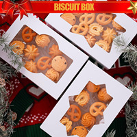 Boîte à biscuits, pâtisseries, cupcakes, brownies, beignets, bonbons, emballage cadeau, motif personnalisé, boîte blanche avec fenêtre transparente