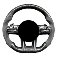 Volant en fibre de carbone noir brillant avec poignées ergonomiques pour Mercedes-Benz AMG GT C63 S63 GLC63 2019-2024 – Amélioration