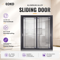 Porte coulissante en verre de style français EOKO, cadre en aluminium noir, insonorisée, pour séparation de salon