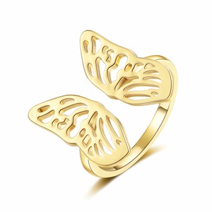 RFJEWEL 2026 Nouvelle Bague Ouverte Ajustable Papillon Plaqué Or/Argent Vente en Gros Bijoux Tendance pour Femmes - Product Image 5