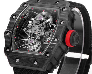 Modèle personnalisé, forme de barillet, haut de gamme, mode haut de gamme, tourbillon, fibre de carbone, montre mécanique pour homme - Product Image 2