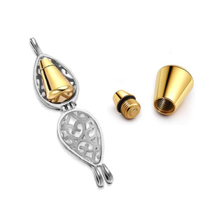 Kalung Guci Kremasi Berbentuk Tetesan Air Mata Dua Warna dari Baja Tahan Karat untuk Menyimpan Abu Hewan Peliharaan atau Manusia, Liontin Kenangan Memorial. - Product Image 4