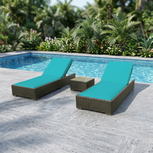 Lit de Jardin Moderne en Rotin et Aluminium, Chaise Longue Confortable avec Coussin Imperméable pour Terrasse - Product Image 3