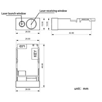 Capteur de distance laser SDBM-60 à faible coût, portée 60 m, précision 3 mm et répétabilité 2 mm, taux de baud 19200 bits par seconde par défaut