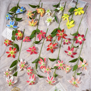 Fleurs artificielles en soie Lys Flamme, réalistes, pour décoration de mariage et de maison, moulage par injection XD-Flame Lily - Product Image 1