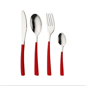 Cuttlery Set Rood Zilver Rvs Mes Vork Lepel Bestek Set Bestek In Rood