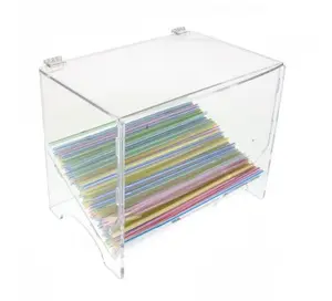 Clear Acryl Rietje Dispenser Half Automatische Perspex Pijp Organizer Stand Restaurant Storage Case