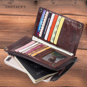 2025 <span class=keywords><strong>noir</strong></span> ange multi-fonctionnel décontracté tendance hommes portefeuille en cuir de vachette avec dragonne en cuir véritable pochette - Product Image 4