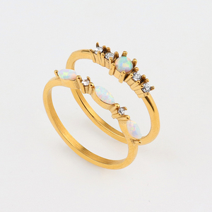 Factory Wholesale Stainless Steel Jewelry Gold <strong>Ring</strong> Tarnish Free <strong>Moonstone</strong> <strong>Ring</strong> Natural Ethiopian Opal Gemstone <strong>Ring</strong> - Product Image 2