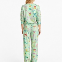 Pyjama d'hiver de luxe à impression numérique personnalisée pour femmes, ensemble en coton de haute qualité, ensemble deux pièces, vêtements pour femmes, vêtements de nuit de Noël