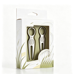 Boîte d'emballage en papier personnalisée avec impression de marque OEM pour outil de réparation de divots de golf, boîte en carton biodégradable pour la présentation d'accessoires de golf sur le terrain. - Product Image 5
