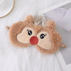 Masque pour les yeux en peluche Masque de sommeil doux avec bandeau pour les yeux Masque de sommeil confortable et mignon pour animaux Satin Nap Night Eyeshade Cover - Product Image 2