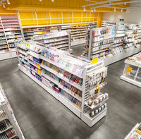 Étagère de présentation pour magasin, en métal et bois légers, avec séparateurs et tiroirs en acrylique, pour les papeteries