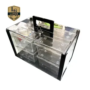 Professionele Nieuwe Casino 8 Deck Poker Carrier Koffer Met Sleutel Acryl Transparante Speelkaart Lade