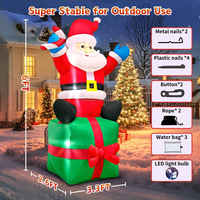 Père Noël gonflable de 6 pieds avec boîte cadeau et lumière LED, décoration de Noël gonflable pour la cour, le jardin, la maison, les fêtes de fin d'année