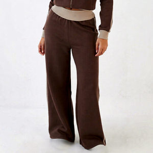 Pantalones de chándal anchos para mujer al por mayor, de corte holgado, cintura alta, pierna recta, informales, deportivos, premium, para estar en casa o hacer ejercicio. - Product Image 1