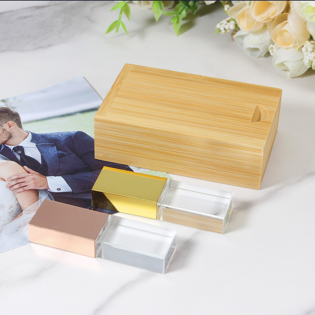 For Crystal USB Flash Drive 3D Engraved Logo 16GB USB 2.0 New USB Stick with Box Accept Custom OEM ODM Memory Sticker