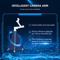 Machine photobooth robotisée avec bras articulé, robot selfie avec plateforme et caméra rotative, compatible iPad et appareil photo reflex pour événements