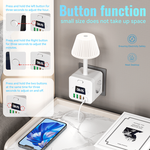 <span class=keywords><strong>Presa</strong></span> Multipla <span class=keywords><strong>con</strong></span> <span class=keywords><strong>Orologio</strong></span> e Hub USB Portatile <span class=keywords><strong>con</strong></span> Lampada, Spina EU, Vendita Diretta dalla Fabbrica - Product Image 3