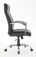 Chaise de bureau ergonomique de direction en cuir PU, dossier haut, inclinable, siège pivotant, hauteur réglable, base en acier chromé