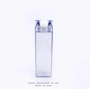 Wholesale 500ml 1000ml Square Acrylic Milk Juice Bottle in Bulk Clear Transparent Fresh Milk Plastic Milk Bottle