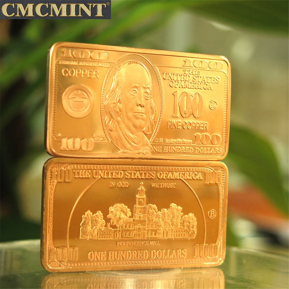 Hot selling products collectible coins custom 1 oz 999 Fine Copper Bullion $1000 USA Bill Bar