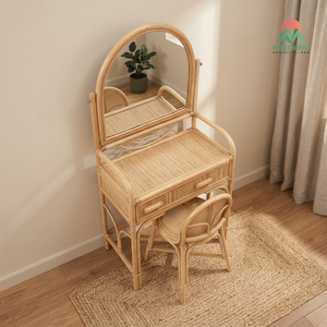Nhat Minh Rattan <b>Dressing</b> <b>Table</b> <b>With</b> Flip Top Mirror <b>Storage</b> Drawer Tropical Style Bedroom Vanity Set - Product Image 4