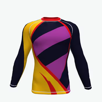 Rashguard de haute qualité personnalisé imprimé par transfert thermique en polyester/nylon, protection solaire UPF50+ pour adultes