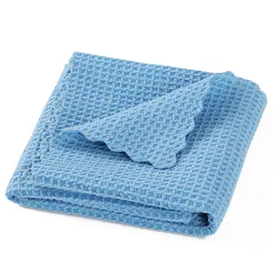 Wholesale For Reusable Absorbent Lint Free Microfiber Kitchen Towels Gray Yellow Blue Waffle Pattern Cleaning Cloths