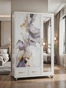 Armoire métallique verrouillable <span class=keywords><strong>sur</strong></span> <span class=keywords><strong>roulettes</strong></span> avec étagères réglables et <span class=keywords><strong>tringle</strong></span> de suspension pour rangement de vêtements - Product Image 2