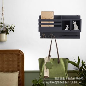 Wooden Key And Letter Storage Rack <b>Wall</b> <b>Mounted</b> Entryway <b>Shelf</b> Multipurpose Organizer For Mail Sunglasses Bags Room Decoration - Product Image 3