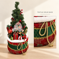 Panneau Joyeux Noël de 60 cm (23,6 pouces) avec arbre artificiel sur base en tissu, ornements cadeaux, décoration de sol pour les fêtes