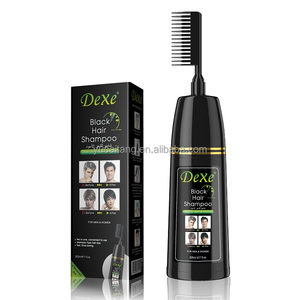 <span class=keywords><strong>DEXE</strong></span> Shampooing Colorant Permanent Magique Noir Naturel avec Brosse et Peigne – Facile à Utiliser à Domicile et en Salon pour Hommes et Femmes - Product Image 1