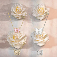 Collier pendentif nœud papillon en laiton avec imitation perle et diamant, plaqué or 18 carats, chaîne en bambou, cadeau de mariage luxueux et élégant