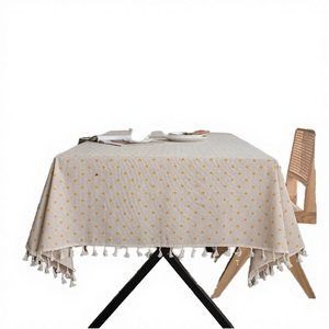 Mantel Rectangular de Mezcla de Algodón y Lino con Estampado de Margaritas, Personalizado, Resistente a las Manchas, para Mesa de Centro, Cubierta para Mesa de Hogar, OEM - Product Image 3