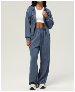 Nuovo Stile Abbigliamento Sportivo Autunno e Inverno, Completo Due Pezzi da <span class=keywords><strong>Donna</strong></span>, <span class=keywords><strong>Pantaloni</strong></span> Casual, Giacca con Cappuccio Larga, Set Fitness - Product Image 6