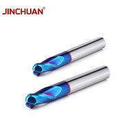 JINCHUAN Fraise à queue sphérique en carbure de tungstène HRC65 à 2 cannelures, outil de coupe pour usinage CNC, fraise de perçage, outil de machine