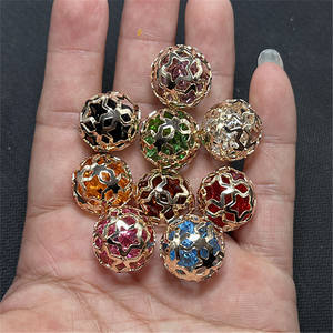 17MM Mixed Color Silver Loose Beads Colorful Rhinestone Spacer Ball Round Loose BeadsDIY Jewelry <b>Pen</b> Material Accessories - Product Image 3