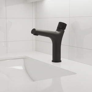 Robinet contemporain en laiton Durable à poignée unique, mitigeur d'<span class=keywords><strong>eau</strong></span> noire monté sur le pont, robinets de lavabo de salle de bains - Product Image 6