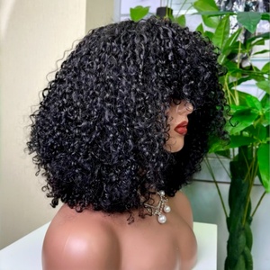 SDD Fringe <b>Wig</b> Super Double Drawn <b>Pixie</b> Curl Fringe <b>Wig</b> 100% Vietnamese Raw Hair <b>Wigs</b> 300% Density - Product Image 3