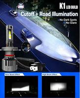 Phares LED de voiture SunRise K1 H8 12V/24V 130W 12000LM 6500K IP67 étanches, tubes en cuivre, Canbus Plug and Play, ajustement universel