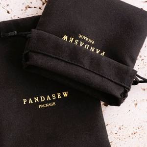 Pochette à bijoux de luxe PandaSew personnalisée 2026 avec logo personnalisé, en velours suédé, petit sac à cordon - Product Image 5