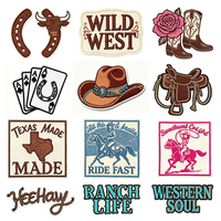 Patchs brodés personnalisés style western cowboy, motifs Texas, rose, fleur, cheval, chapeau, pour jeans, vêtements en denim, vestes