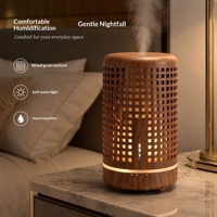 Diffuseur d'arômes ultrasonique cylindrique Faner 0,5 L, design creux imitation bois, idéal pour bureau, lumière douce, chambre à coucher, chevet, compact